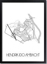 DesignClaud Hendrik Ido Ambacht Plattegrond poster A4 + Fotolijst zwart