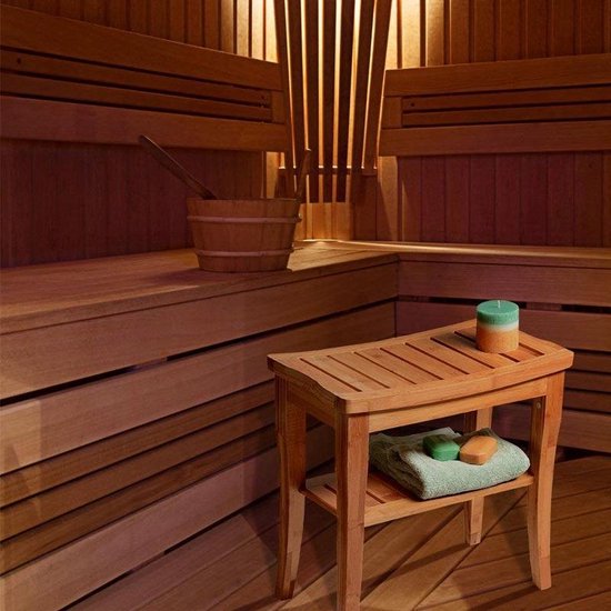 Banc de salle de bain / sauna avec espace de rangement - En bois de bambou  - Banc en... | bol.com