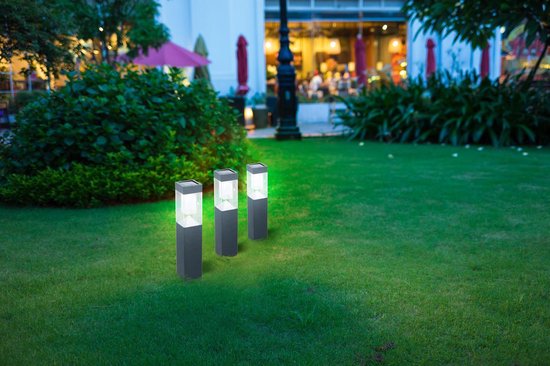 Grundig Tuinlamp - Solar - Set van 3 - LED - Zwart - Grundig