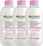 Garnier SkinActive Micellair Water met Reinigingsmelk Droge & Gevoelige huid - 3 x 400ml - Micellair Water Voordeelverpakking