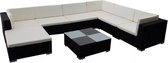 Tuin Loungeset Zwart (Incl LW Fleece deken) - Lounge bank tuin - Tuinbank - Loungebank - Tuinset - Tafelset tuin - Bistroset