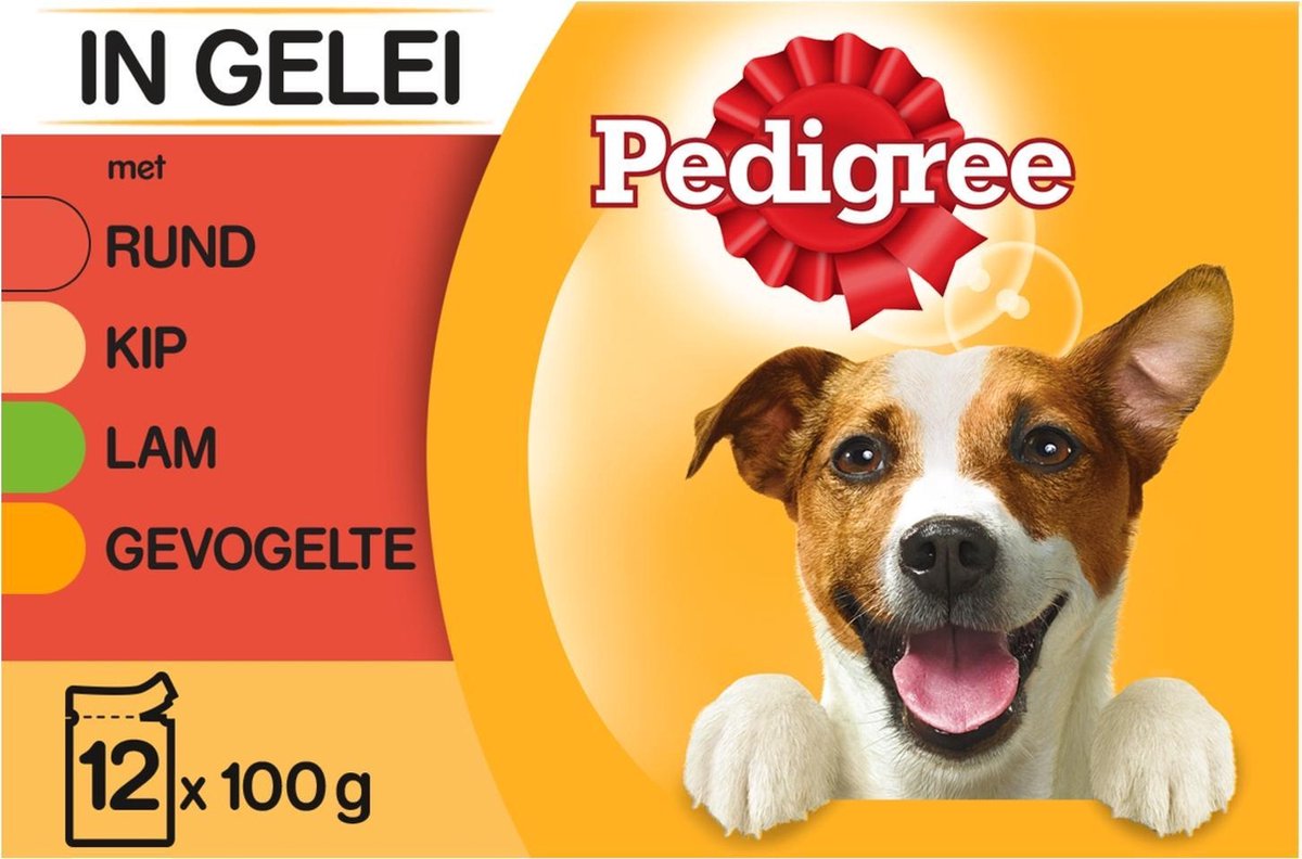Pedigree Adult Favourites Multipack - Rundvlees en Gevogelte in gelei - 12 x 100 gr