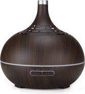 Aroma Diffuser Rond + 10ML Neutriherbs Olie - Vernevelaar - Luchtbevochtiger - Aroma Therapie - 400 ML - Donkerbruin