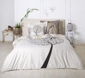 100% katoen dekbedovertrekset 200x200 cm + 2 slopen 65x65 cm ELEGANT TREE - FLANEL KWALITEIT (met flessenhals instopstrook)
