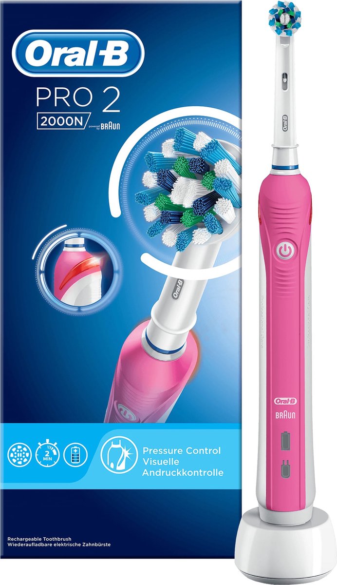 Bedoel Patriottisch Bacteriën Oral-B Pro 2 2000N CrossAction - Roze - Elektrische Tandenborstel | bol.com