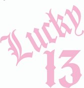Roze Lucky 13 autosticker - stikker met ongeluksgetal - maak 13 uw geluksgetal - Lucky13 - 14,8 x 15 cm - aut135