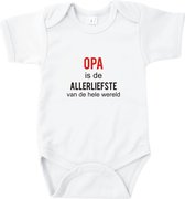 Rompertjes baby met tekst - Opa is de allerliefste van de hele wereld - Romper wit - Maat 62/68