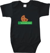 Baby cadeau - Rompertje met tekst - Ja, ik accepteer cookies - Romper zwart - Maat 62/68 * zwangerschap cadeau * kraamcadeau meisje * kraamcadeau jongen * rompertjes baby