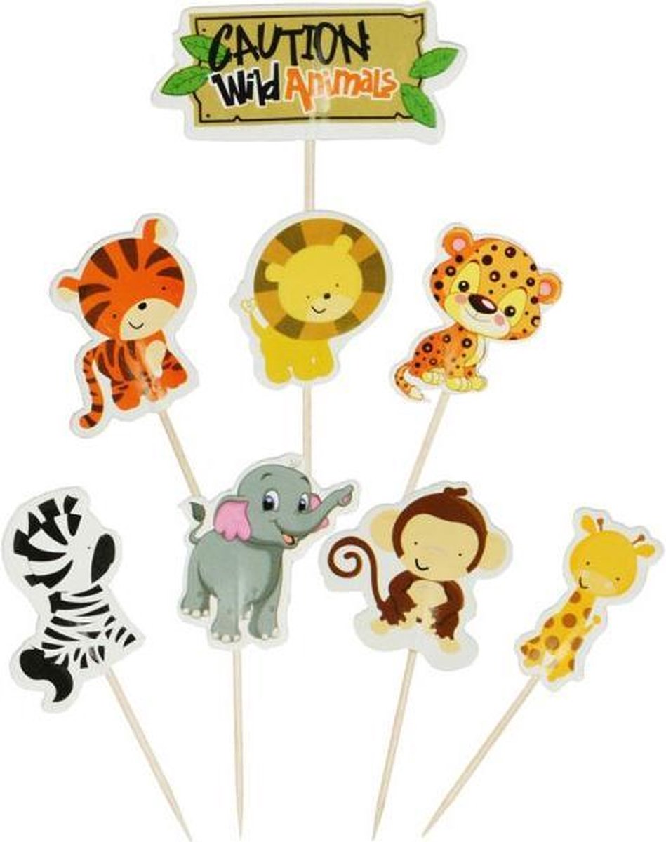 LeuksteWinkeltje cocktailprikkers Dierentuin - cocktail prikkertjes cupcake toppers - 8 stuks