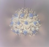 Funnylight Design Trendy aluminium hanglamp vrolijk met zacht blauwe organza bloemen