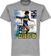 Diego Maradona Boca Old Skool T-Shirt - Grijs - M