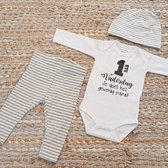MM Baby rompertje met tekst eerste vaderdag papa cadeau geboorte meisje jongen set met tekst aanstaande zwanger kledingset pasgeboren unisex Bodysuit | Huispakje | Kraamkado | Gift Set