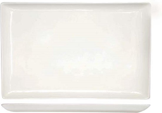 MALACASA Serveerschaal, 4-delige porseleinen serveerschalen, rechthoekige serveerplaat voor feesten, marmergrijze schalen voor het serveren van voedsel, sushi, voorgerecht, dessert, diner, 30 x 18 cm