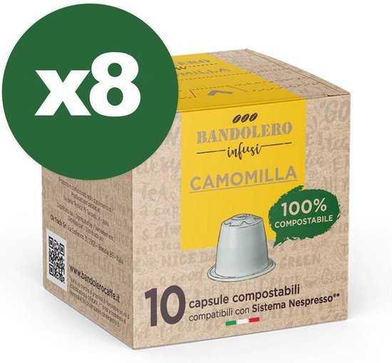 Leuk vinden Versterken Geef rechten Bandolero Kamille Thee cups 8X10 in masterbox (ECOcups 100% composteerbaar)  NESPRESSO | bol.com