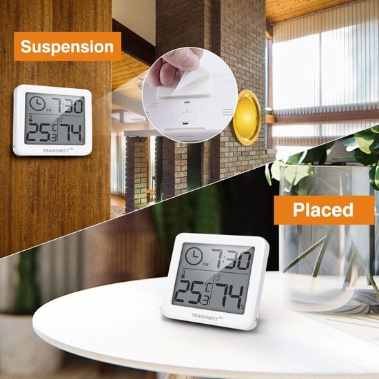 Digitale Thermometer - Hygrometer - Elektronische temperatuur meter - Luchtvochtigheidsmeter - Weerstation - Vochtigheidsmeter - Voor binnen - TRANSNECT