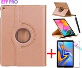 Samsung Galaxy Tab A 10.1 (2019), Tablet Hoes met Stylus Pen 360° draaistand Cover Tablet hoesje Goud + Screen Protector – Eff Pro