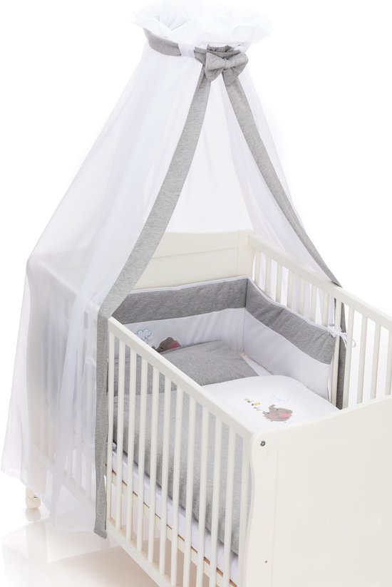 4-delig baby bedset - beddengoed - Olifant grijs 100x135 - Fillikid |  bol.com