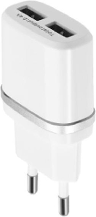 breuk factor Bewustzijn Stekker met 2 USB aansluitingen - Dual USB Adapter Stekker (Wit) - USB- stekker -... | bol.com