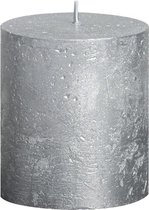 Bolsius Stomp -  80x70mm -  metallic rustiek zilver - 4 Stuks