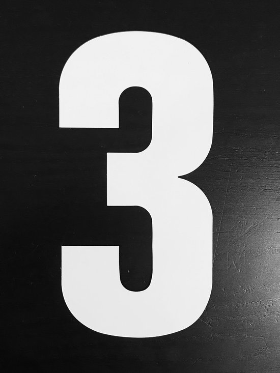 sticker - nr. 3 - groot- huisnummer stickers - huisnummer cijfers -... bol.com