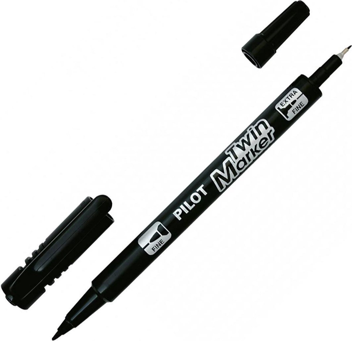 Pilot Twin Marker – Zwarte Permanent Marker – Extra Fine/Fine Tip
