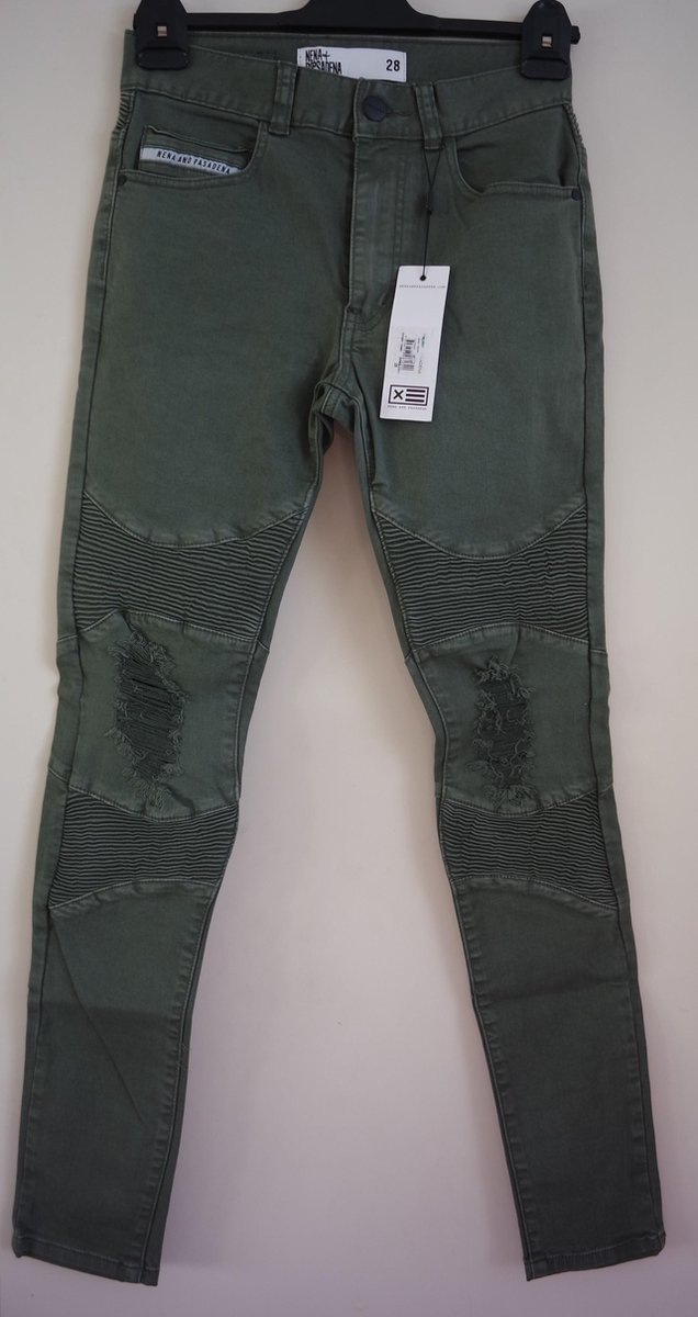 Nena & Pasadena Ripped skinny jeans Kleur jungle Groen