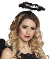 Halloween - 8x Engeltjes diademen zwart met veren halo - Engel verkleed diadeem/hoofdband/tiara - Halloween/horror thema accessoire