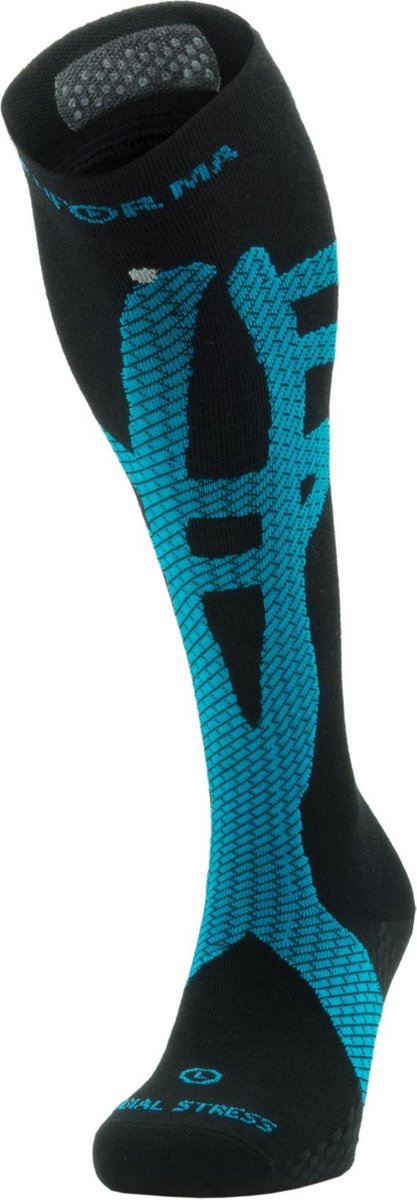 Enforma Compressiekousen met Scheenbeen Ondersteuning – Kinesiologie Tapesokken – Sport Compressiesokken – Hardloopsokken – Medium Compressie – Zwart/Blauw – Unisex – S (36-38)