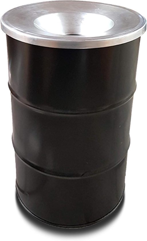 koppeling Master diploma lens BinBin Industriële metalen prullenbak zwart 120 Liter met vlamwerend  deksel-... | bol.com