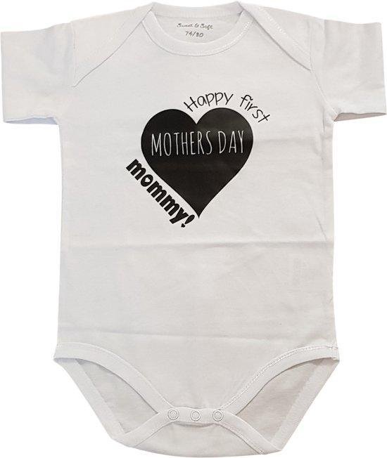 Rompertje moederdag Happy first mothers day mommy | korte mouw | wit | maat  74/80... | bol.com