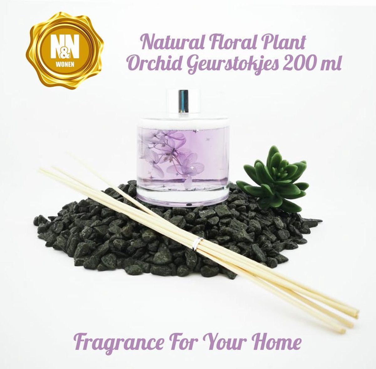 N&N Wonen Natural Floral Plant Orchid Geurstokjes - 200 ml