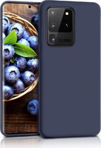 HB Hoesje Geschikt voor Samsung Galaxy S20 Ultra - Siliconen Back Cover - Donker Blauw