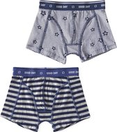 Little Label - boxershorts 2-pack - big blue stripe & stars stripe blue - maat: 158/164 - bio-katoen