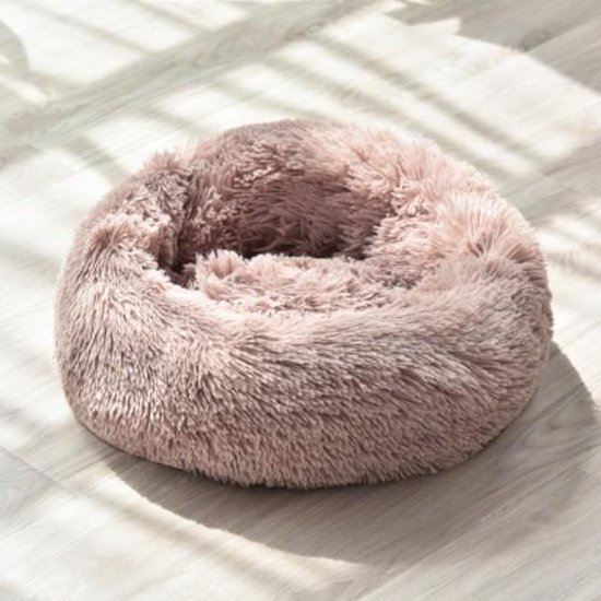 Fluffy Kattenmand: 15x Stijlvol en Zacht voor Luxe Loungen 5 Katten en Honden Donutmand - Met Lange en Zachte Haren - 40 cm - Lichtbruin