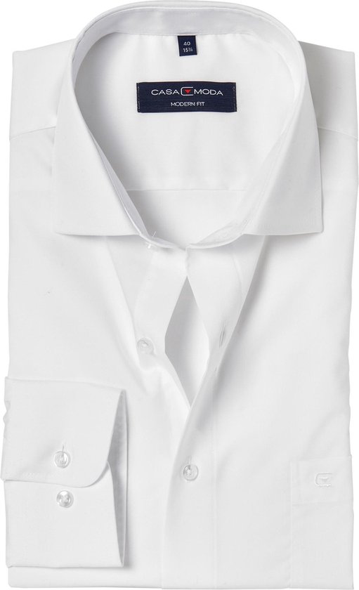 Casa Moda - Heren Overhemd - Strijkvrij - met Borstzakje   Regular fit - Wit