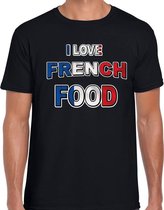 I love French food t-shirt zwart met kleuren Franse vlag voor heren - Frankrijk shirtjes / food t-shirts XXL