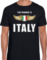 The winner is Italy / Italie t-shirt zwart voor heren - landen supporter shirt / kleding - Songfestival / EK / WK L