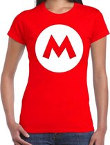 Mario loodgieter verkleed t-shirt rood voor dames XS