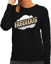 Fabulous fun tekst sweater voor dames zwart in 3D effect L