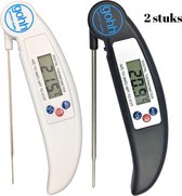 Digitale Vleesthermometer - Kookthermometer - Suikerthermometer - (van -50°C tot 300°C) 1 x Zwart - 1 x Wit