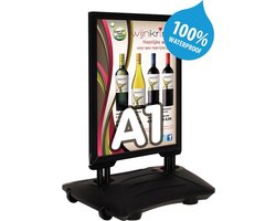 Waterdicht stoepbord met watervoet - A1 - Zwart