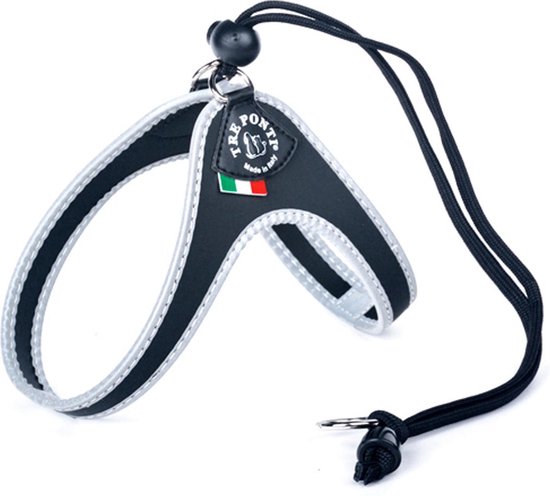 Tre Ponti Liberta Tuig Zwart&Reflecterend - Hondenharnas - 23 - 33 cm