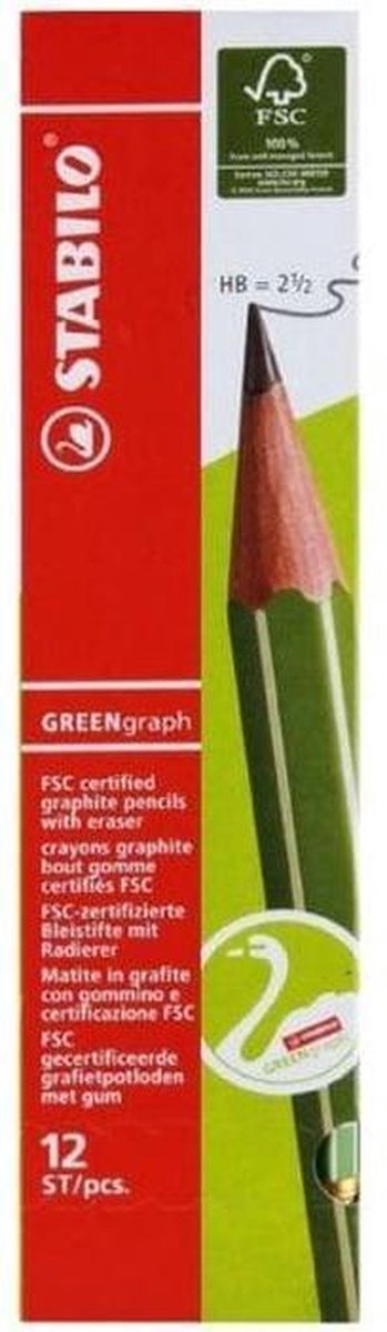 Potloden HB Stabilo Greengraph Gomtop