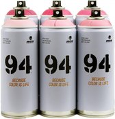 MTN94 spuitbussen pakket - 6x Roze tinten - Lage druk, matte afwerking graffiti spuitverf - 400ml