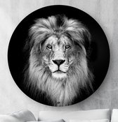 HIP ORGNL Schilderij Lion - Leeuw - ⌀120cm - Wandcirkel dieren - Zwart wit
