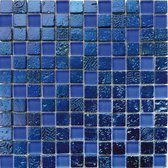 Alfa Mosaico Mozaiek Bonito blauw mix travertine/glas 2,3x2,3x0,8 cm -  Mix, Blauw Prijs per 1 matje.