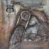 Schilderij - Metaalschilderij - Motorfiets route 66, 100x100cm