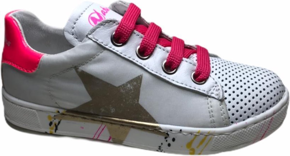 Naturino veterssneakers rits arlon zip wit roze