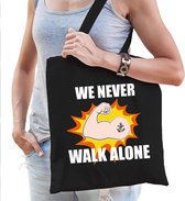 We never walk alone katoenen tas zwart voor dames - solidariteit tassen - kado /  tasje / shopper
