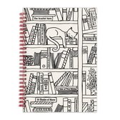 Cat on Bookshelf 6 X 8 Wire-o Journal